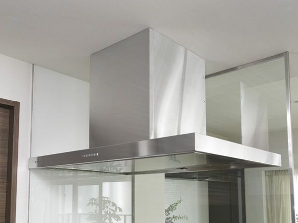 Kitchen.  [Rectification Backed range hood] It adopted the current plate, Range hood to the suction force of the surroundings is up. The removal is easy and clean easy it features. (Optional specifications)