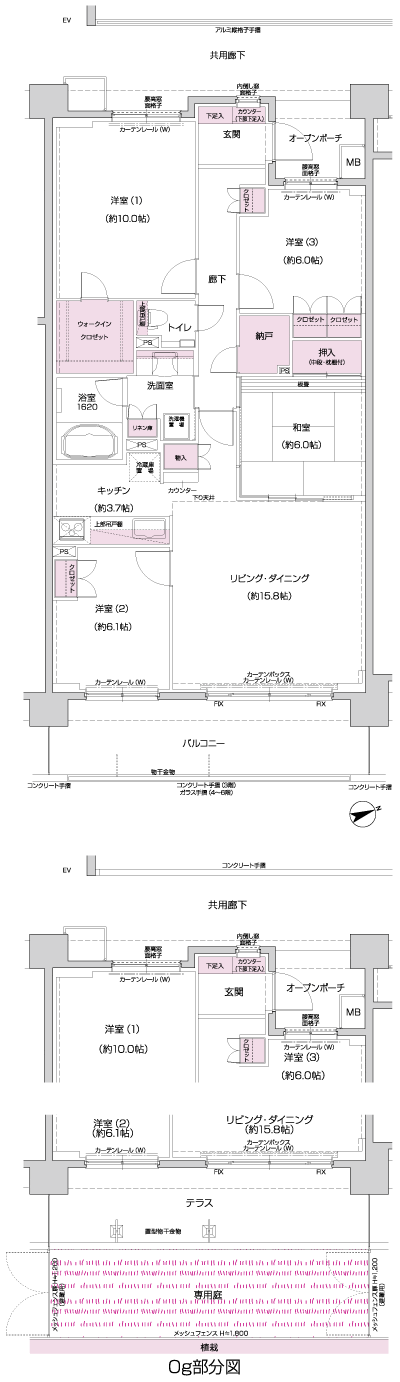 Floor: 4LDK + N + WIC, the occupied area: 108.66 sq m