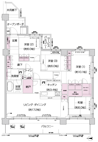 Floor: 4LDK + N + WIC, the occupied area: 117.22 sq m