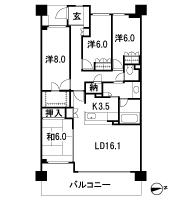 Floor: 4LDK + N + WIC, the occupied area: 107.6 sq m