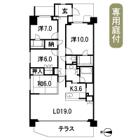 Floor: 4LDK + N + 2WIC, occupied area: 121.36 sq m