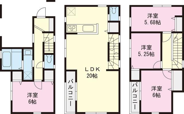 Floor plan. 35,958,000 yen, 4LDK, Land area 65.78 sq m , Building area 104.34 sq m