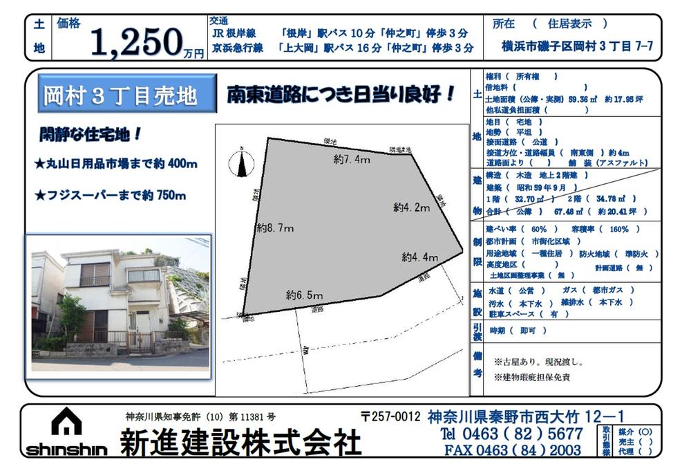Compartment figure. Land price 12.5 million yen, Land area 59.36 sq m