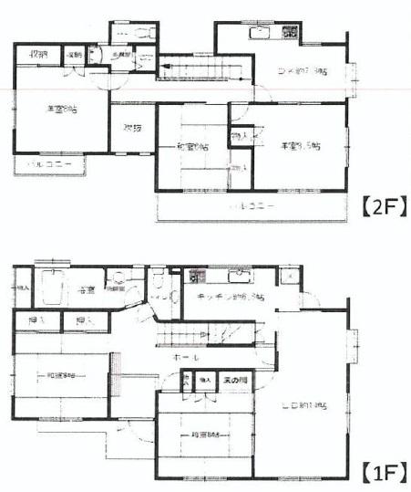 Floor plan. 49,800,000 yen, 5LDDKK, Land area 207.23 sq m , Building area 164.87 sq m   ■ Available also as a two-family house in 5LDDKK!  [Floor plan] 