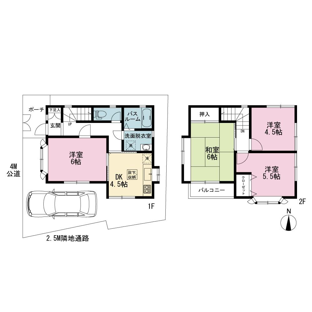 Floor plan. 23.8 million yen, 4DK, Land area 63.97 sq m , Building area 63.61 sq m