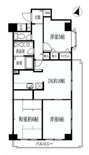 Floor plan. 3LDK, Price 15.3 million yen, Occupied area 62.28 sq m , Balcony area 13.69 sq m