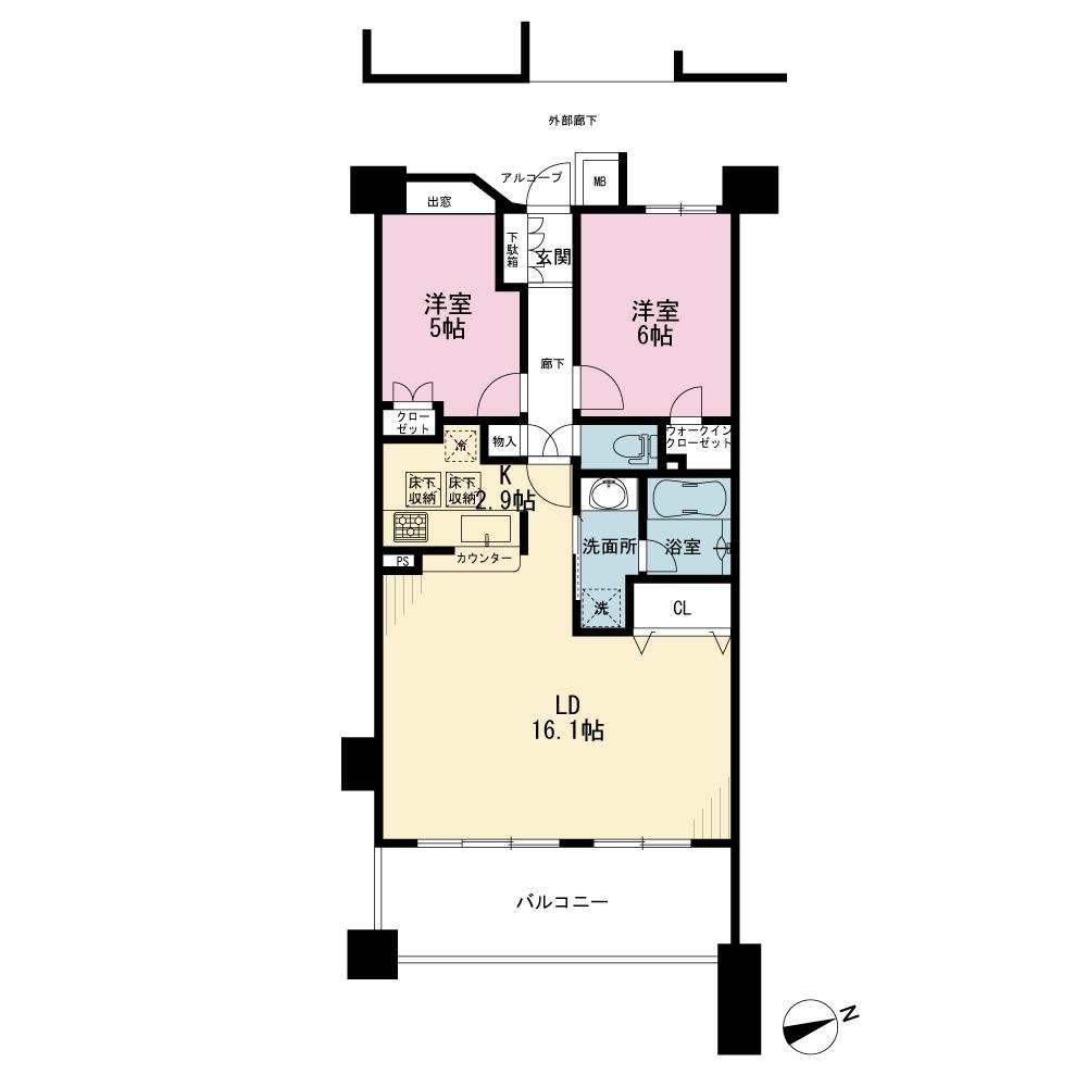 Floor plan. 2LDK, Price 24,700,000 yen, Occupied area 66.18 sq m , Balcony area 12.2 sq m spacious LDK 19 Pledge. Also available in Mato changes to 3LDK!