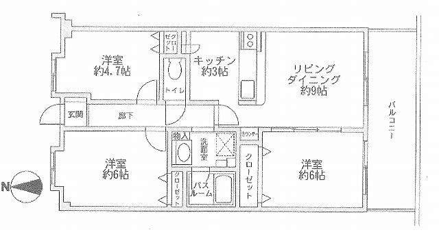 Floor plan. 3LDK, Price 23.5 million yen, Occupied area 62.86 sq m , Balcony area 10.2 sq m floor plan
