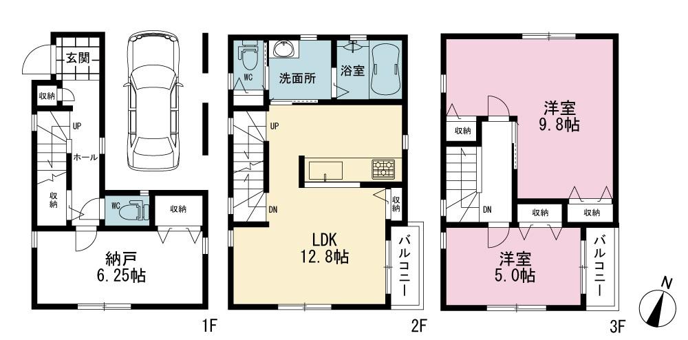Floor plan. 41,500,000 yen, 3LDK, Land area 72.55 sq m , Building area 98.53 sq m