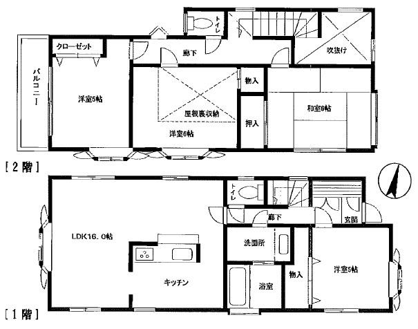 Floor plan. 29,800,000 yen, 4LDK, Land area 122.55 sq m , It is a building area of ​​93.57 sq m total living room facing south. 