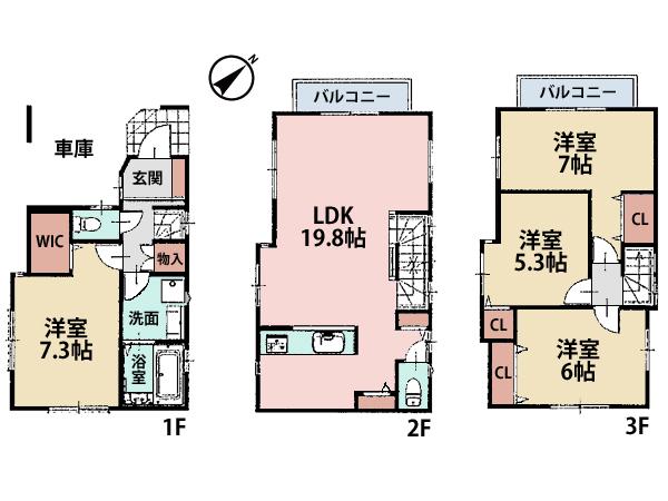 Floor plan. (A), Price 34,800,000 yen, 4LDK, Land area 62.71 sq m , Building area 101.97 sq m