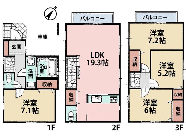 Floor plan. (D), Price 34,500,000 yen, 4LDK, Land area 61.22 sq m , Building area 99.02 sq m