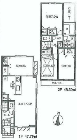 Floor plan. (3 Building), Price 42,800,000 yen, 4LDK, Land area 107.3 sq m , Building area 96.39 sq m