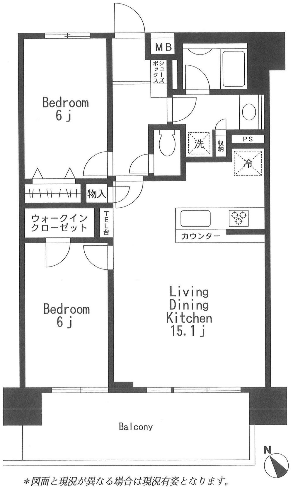 Floor plan. 1LDK + S (storeroom), Price 18,800,000 yen, Occupied area 61.97 sq m