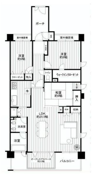 Floor plan. 3LDK+S, Price 34,500,000 yen, The area occupied 101.6 sq m , Balcony area 10.22 sq m
