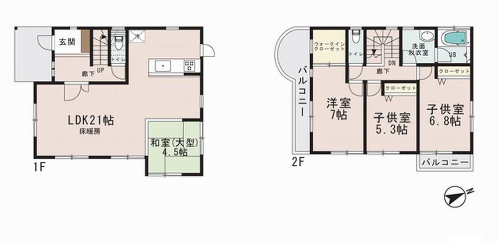 Floor plan. 49,800,000 yen, 4LDK, Land area 204.07 sq m , Building area 104.34 sq m