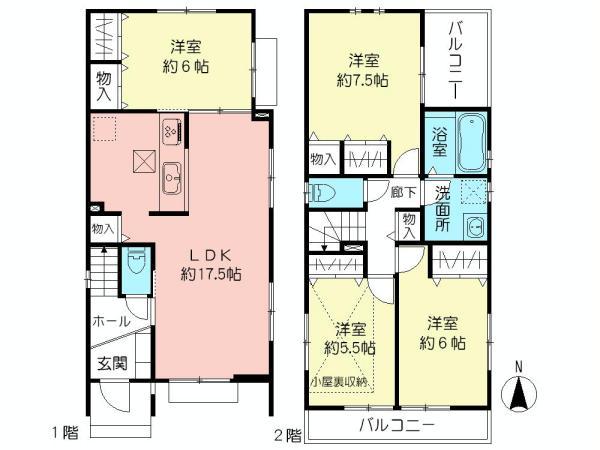 Floor plan. 42,800,000 yen, 4LDK, Land area 107.3 sq m , Building area 96.39 sq m 3 Building