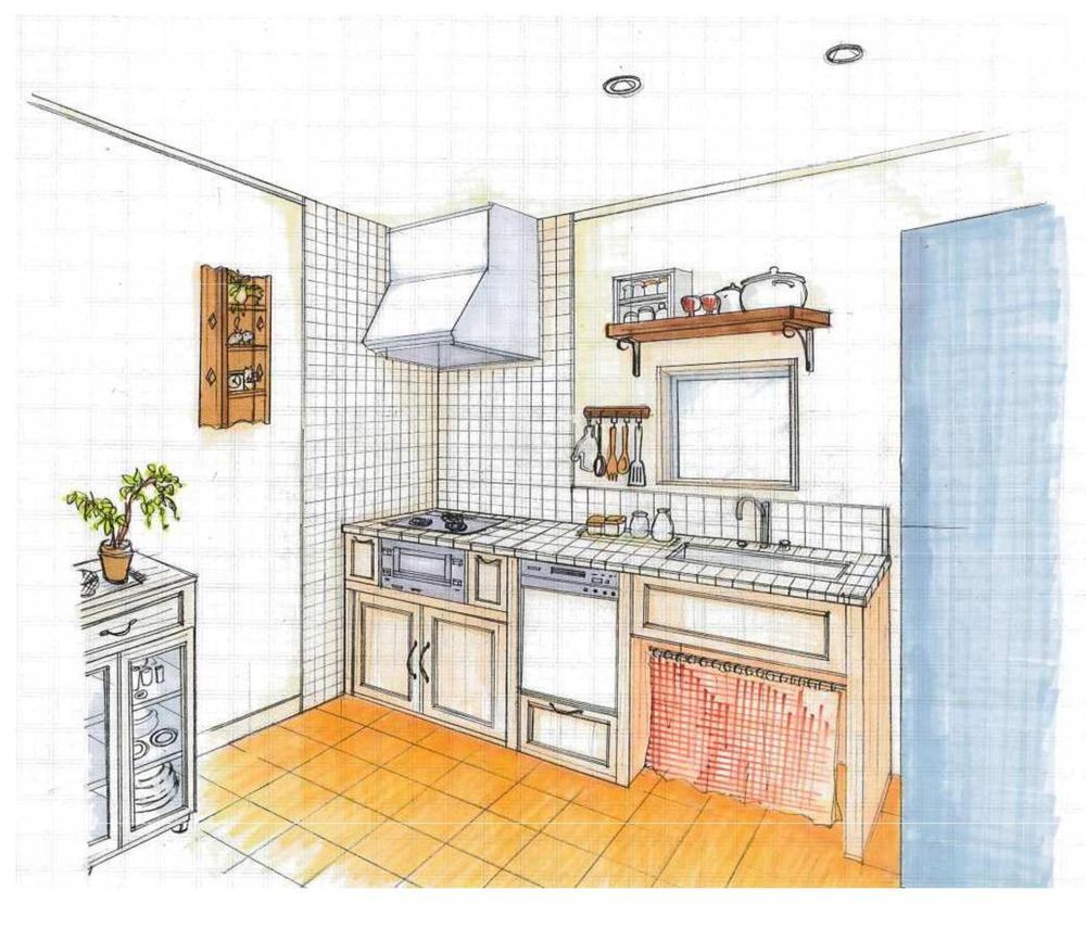 Other Equipment. Wall surface and the counter is finished in tile white, Warm terracotta tone of floor tile in white was the keynote kitchen. You can enjoy a cafe mood.