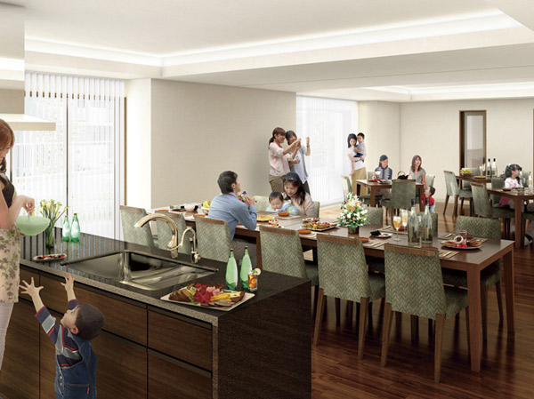 Features of the building.  [Kitchen studio] Kitchen studio that can take advantage of, such as the party of the invited guest. (Kitchen studio Rendering CG)