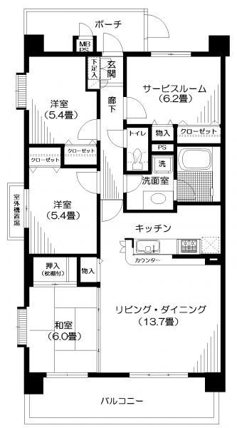 Floor plan. 3LDK+S, Price 32,800,000 yen, Occupied area 85.91 sq m , Balcony area 13.05 sq m