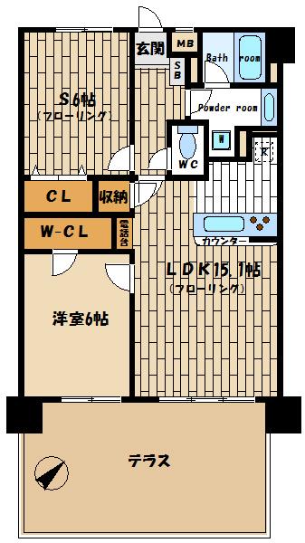 Floor plan. 1LDK + S (storeroom), Price 17.8 million yen, Occupied area is 61.97 sq m easy-to-use floor plan
