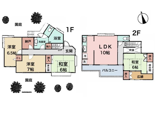 Floor plan. 26,800,000 yen, 4LDK + S (storeroom), Land area 177.89 sq m , Building area 109.05 sq m site about 53.8 square meters ・ Stately mansion of the building about 32.98 square meters! Gardening in the spacious garden ・ Barbecue you can enjoy