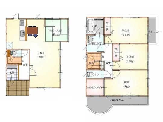 Floor plan. 49,800,000 yen, 4LDK, Land area 204.07 sq m , Building area 104.34 sq m floor plan
