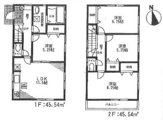 Floor plan. (1 Building), Price 29,800,000 yen, 4LDK, Land area 114.36 sq m , Building area 91.08 sq m
