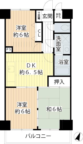 Floor plan. 3DK, Price 11 million yen, Occupied area 54.92 sq m , Easy-to-use floor plan of the balcony area 5.5 sq m 3DK