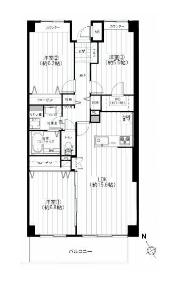 Floor plan. 3LDK, Price 24,990,000 yen, Occupied area 78.85 sq m , Balcony area 8.77 sq m LDK15 Pledge than of leeway there 3LDK