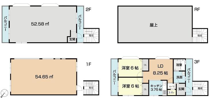 Floor plan. 36,800,000 yen, 5LDK, Land area 99.11 sq m , Building area 166.65 sq m 1 ・ Second floor skeleton