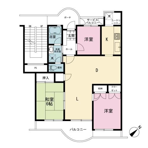 Floor plan. 3LDK, Price 16.8 million yen, Occupied area 72.69 sq m , Balcony area 9.71 sq m