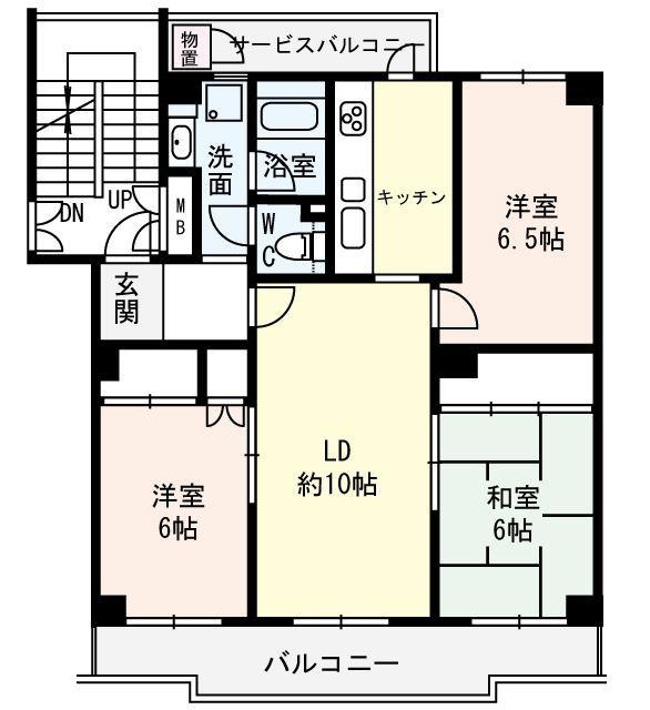 Floor plan. 3LDK, Price 8.5 million yen, Occupied area 73.05 sq m , Balcony area 16.6 sq m