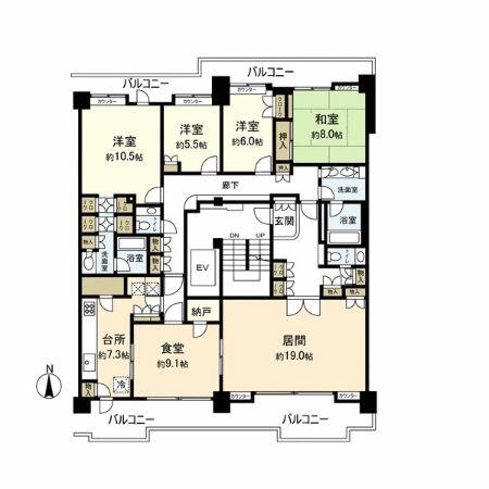 Floor plan. 4LDK+S, Price 54,800,000 yen, Footprint 180.37 sq m , Balcony area 42.39 sq m
