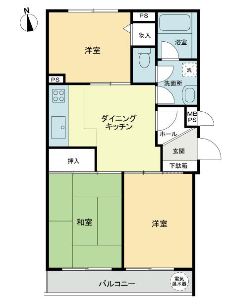 Floor plan. 3DK, Price 12.8 million yen, Occupied area 53.22 sq m , Balcony area 5.06 sq m