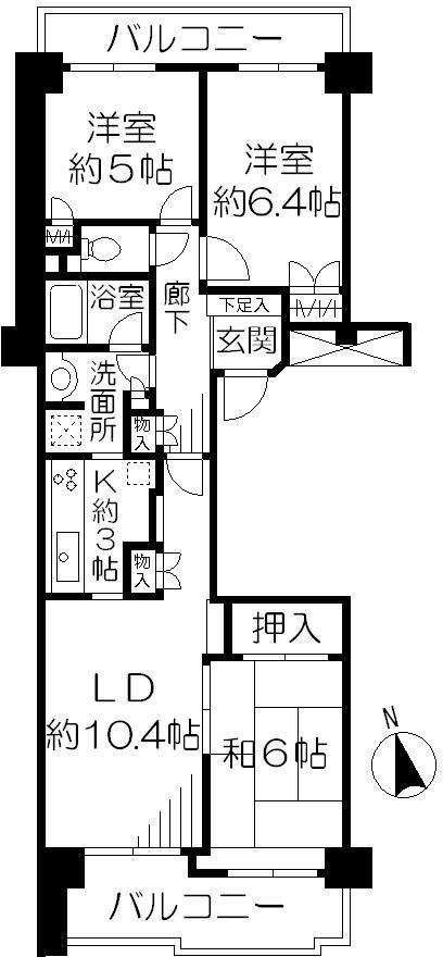 Floor plan. 3LDK, Price 29,800,000 yen, Occupied area 70.15 sq m , Balcony area 15.2 sq m 3LDK