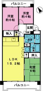Floor plan. 3LDK, Price 14 million yen, Occupied area 66.19 sq m , Balcony area 11.37 sq m