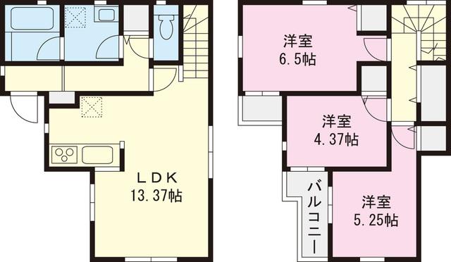 Floor plan. 33,800,000 yen, 3LDK, Land area 91.48 sq m , Building area 72.89 sq m