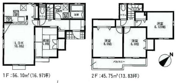 Floor plan. 39,800,000 yen, 4LDK, Land area 166.44 sq m , Building area 101.85 sq m