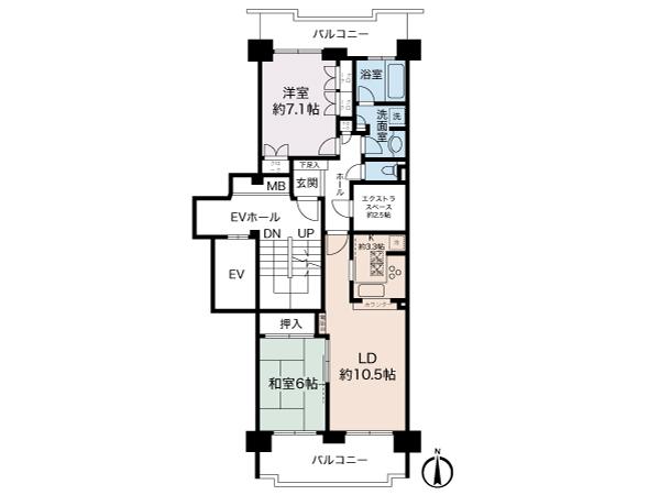 Floor plan. 2LDK + S (storeroom), Price 25,800,000 yen, Occupied area 68.49 sq m , Balcony area 19.01 sq m