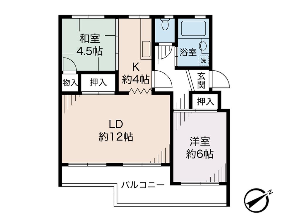 Floor plan. 2LDK, Price 6.6 million yen, Occupied area 57.16 sq m , Balcony area 9.24 sq m