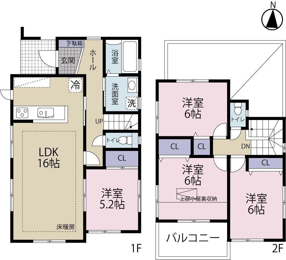 Floor plan. (3 Building), Price 42,800,000 yen, 4LDK, Land area 125.5 sq m , Building area 100.19 sq m