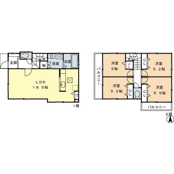Floor plan. 36,800,000 yen, 4LDK, Land area 93.13 sq m , Building area 92.61 sq m