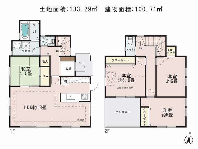 Floor plan. (7 Building), Price 41,800,000 yen, 4LDK, Land area 133.29 sq m , Building area 100.71 sq m