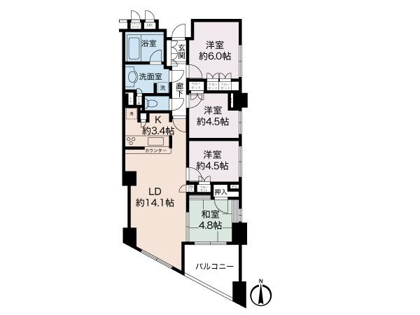 Floor plan. 4LDK, Price 45,800,000 yen, Occupied area 82.77 sq m , Balcony area 7.91 sq m