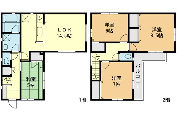 Floor plan. (1 Building), Price 27,800,000 yen, 4LDK, Land area 115.76 sq m , Building area 94.76 sq m