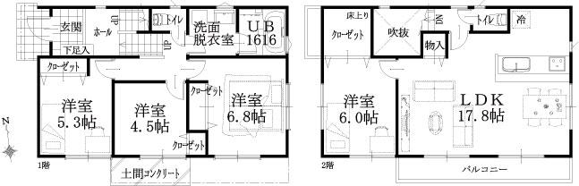 Floor plan. 37,300,000 yen, 4LDK, Land area 162.74 sq m , Building area 98.53 sq m