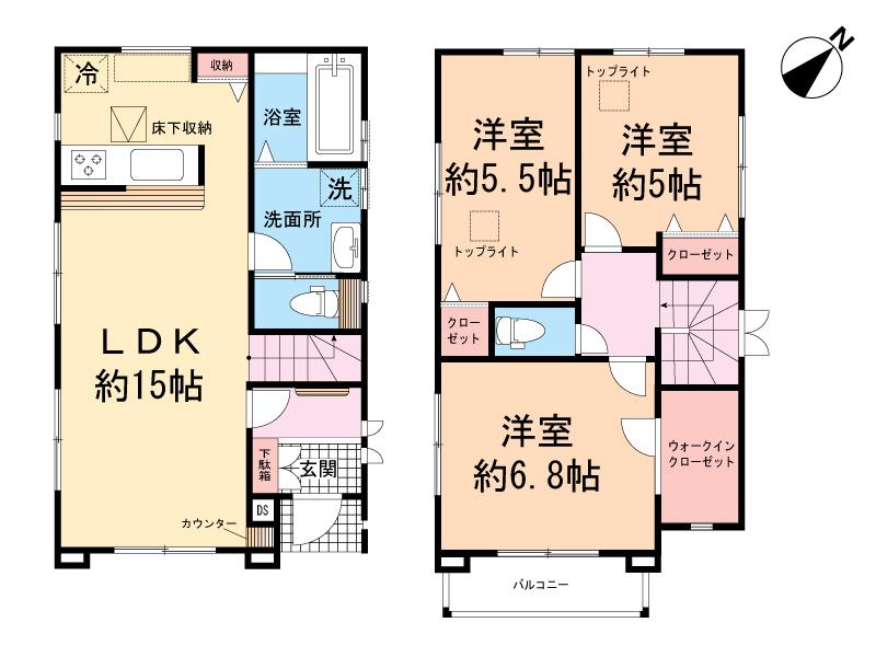 Floor plan. 29,300,000 yen, 3LDK, Land area 72.88 sq m , Building area 78.77 sq m