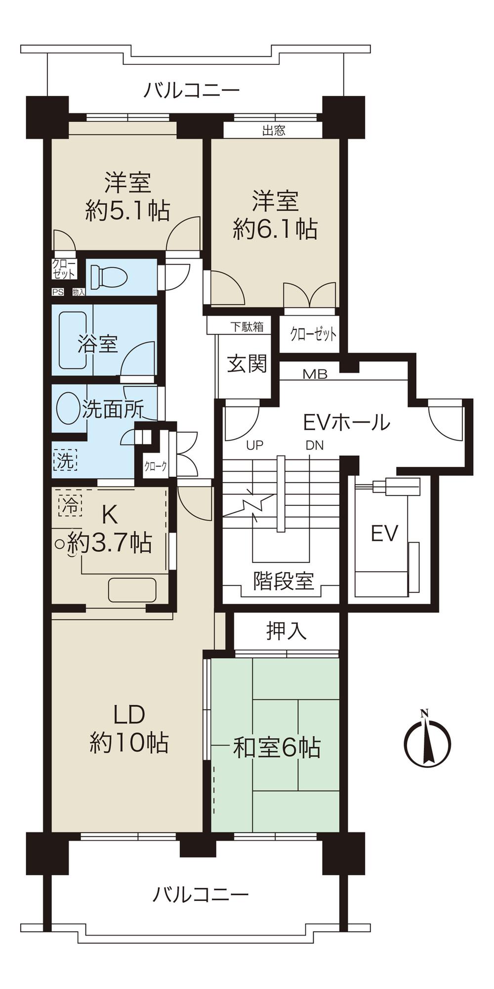 Floor plan. 3LDK, Price 27.6 million yen, Occupied area 69.77 sq m , Balcony area 19.77 sq m