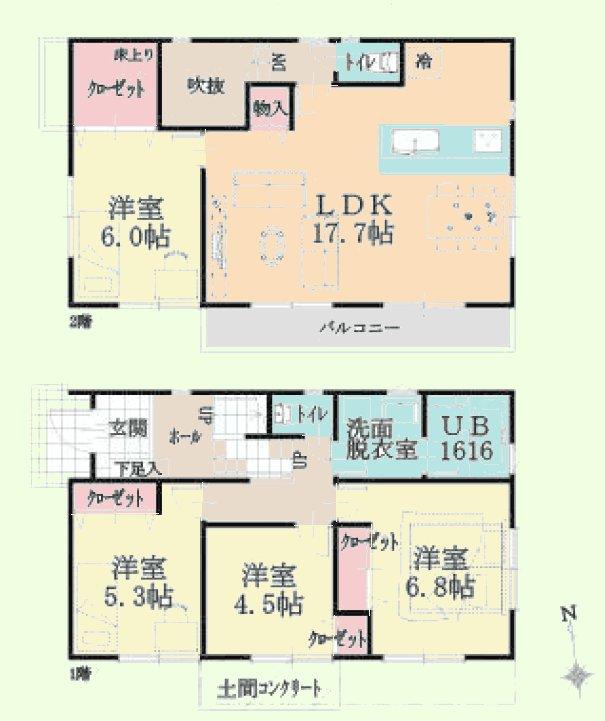 Floor plan. 37,300,000 yen, 4LDK, Land area 162.74 sq m , Building area 98.53 sq m